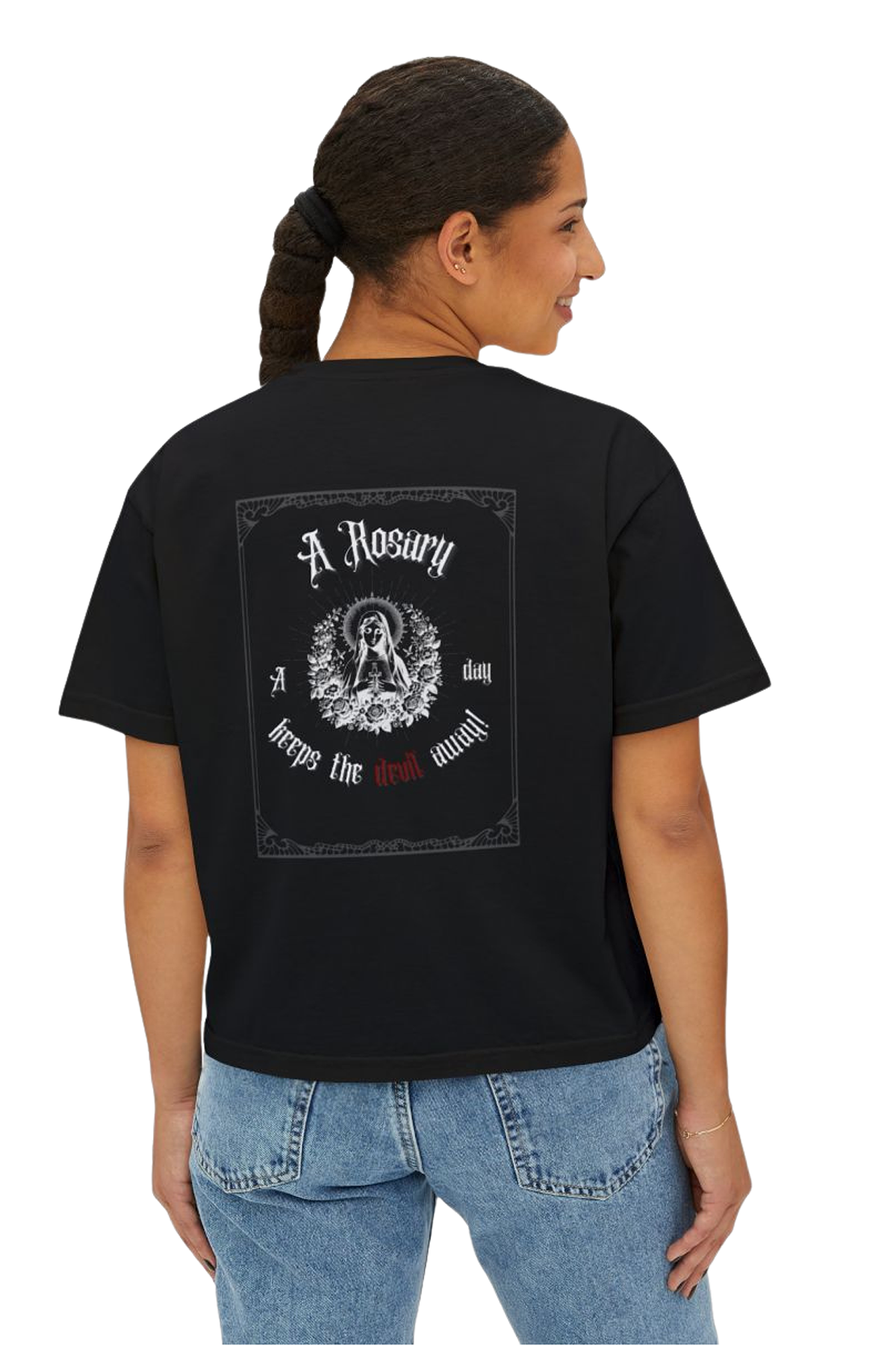 A Rosary a Day Keeps the Devil Away - Womens Tee